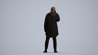 photogrammetry 3D man business standing, realistic human model archviz FBX, front view render