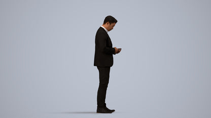 realistic 3D man business, scanned archviz people for Blender and 3ds Max, side view render