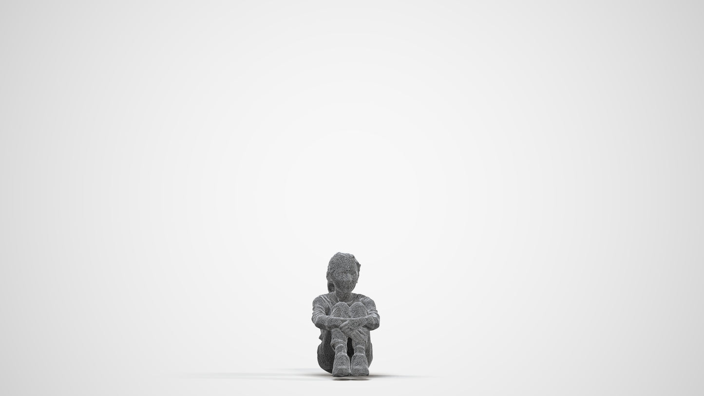 realistic 3D girl casual kids, scanned archviz people for Blender and 3ds Max, three-quarter front view render