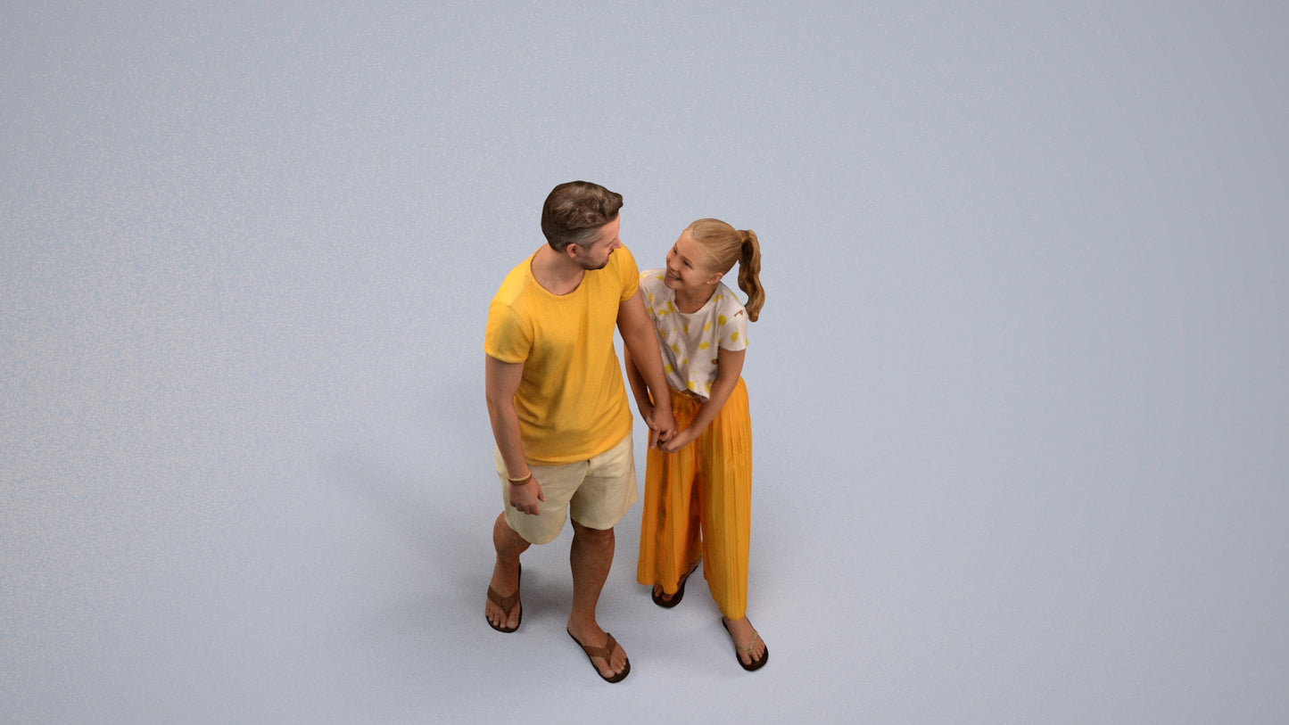 realistic 3D human girl kids, archviz people FBX OBJ for Blender, back view render