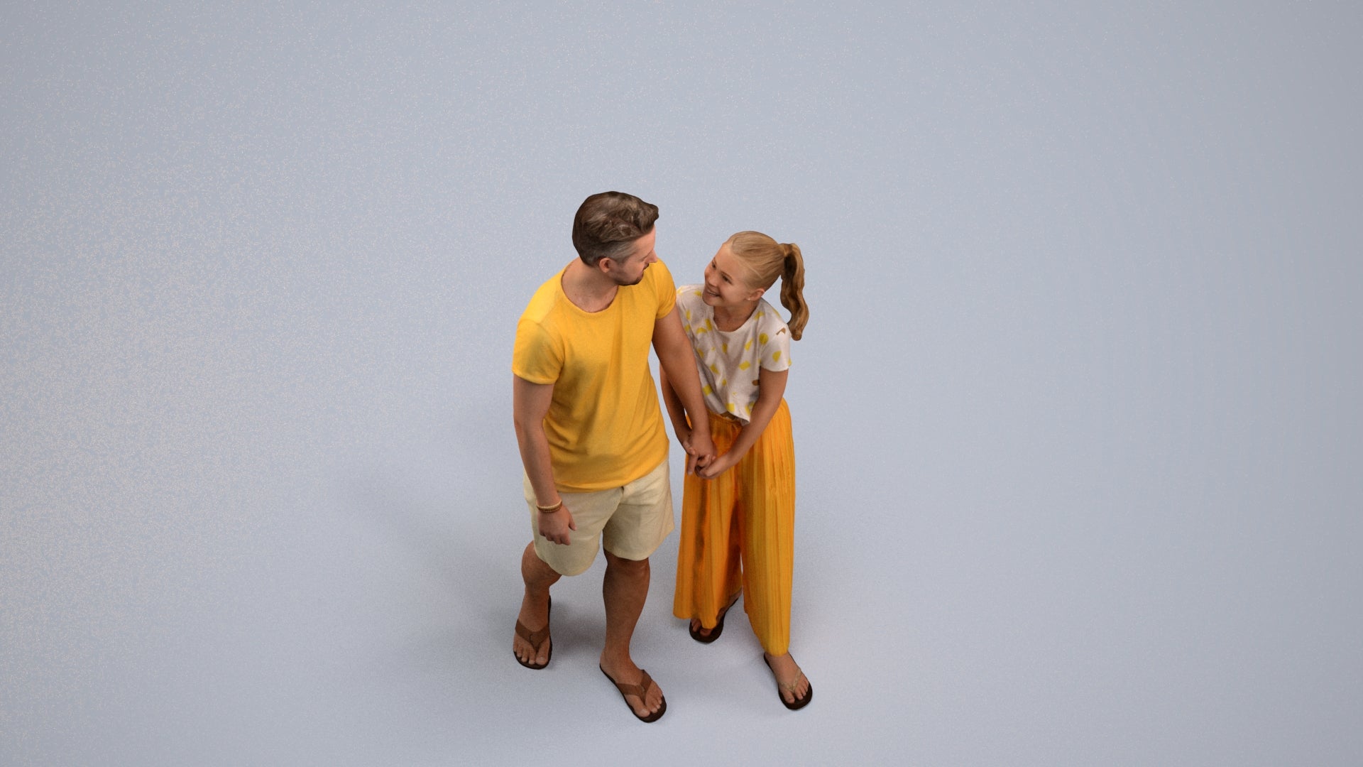 realistic 3D human girl kids, archviz people FBX OBJ for Blender, back view render