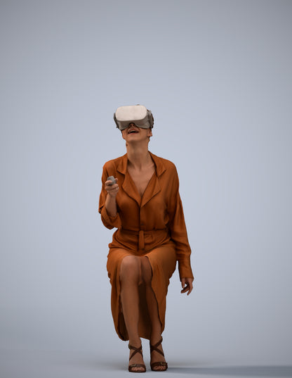 photogrammetry 3D woman casual sitting, realistic human model archviz FBX