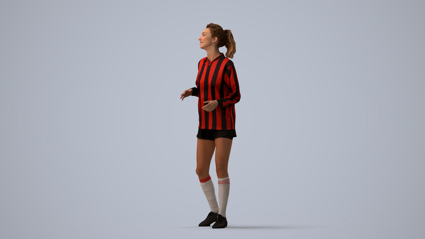 realistic 3D human woman sport, archviz people FBX OBJ for Blender, three-quarter view render