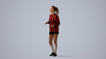realistic 3D human woman sport, archviz people FBX OBJ for Blender, three-quarter view render