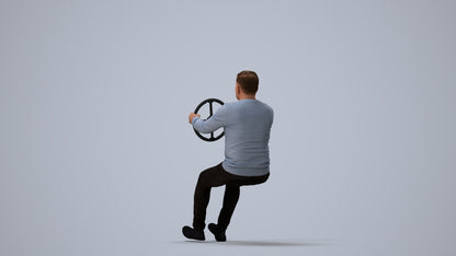 3D people model man business driving, scanned human for 3ds Max rendering, three-quarter view render