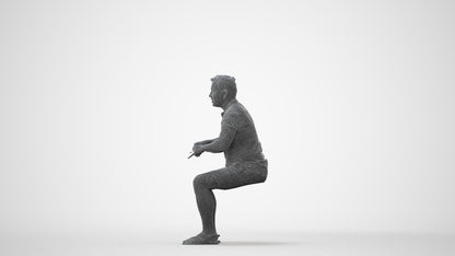 3D scanned man sitting casual, photorealistic archviz people for Enscape and SketchUp, square thumbnail