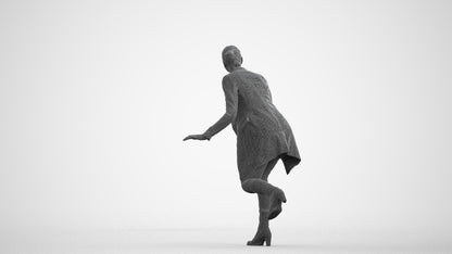 realistic 3D people woman business standing, render-ready for V-Ray and Corona, FBX OBJ, wireframe front view