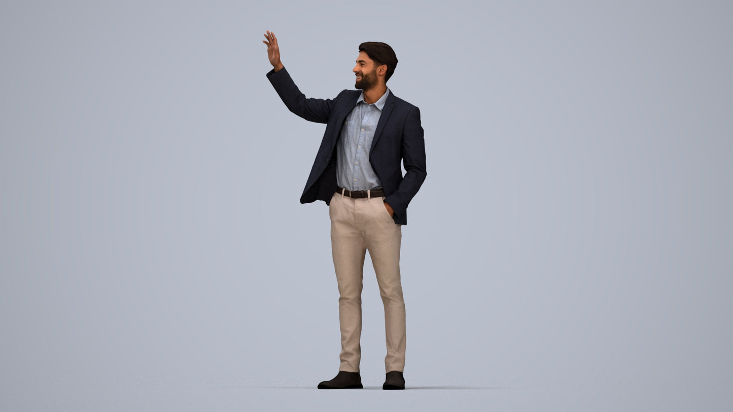 3D scanned man business, photorealistic archviz people for Enscape and SketchUp, top-down view render