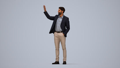 3D scanned man business, photorealistic archviz people for Enscape and SketchUp, top-down view render