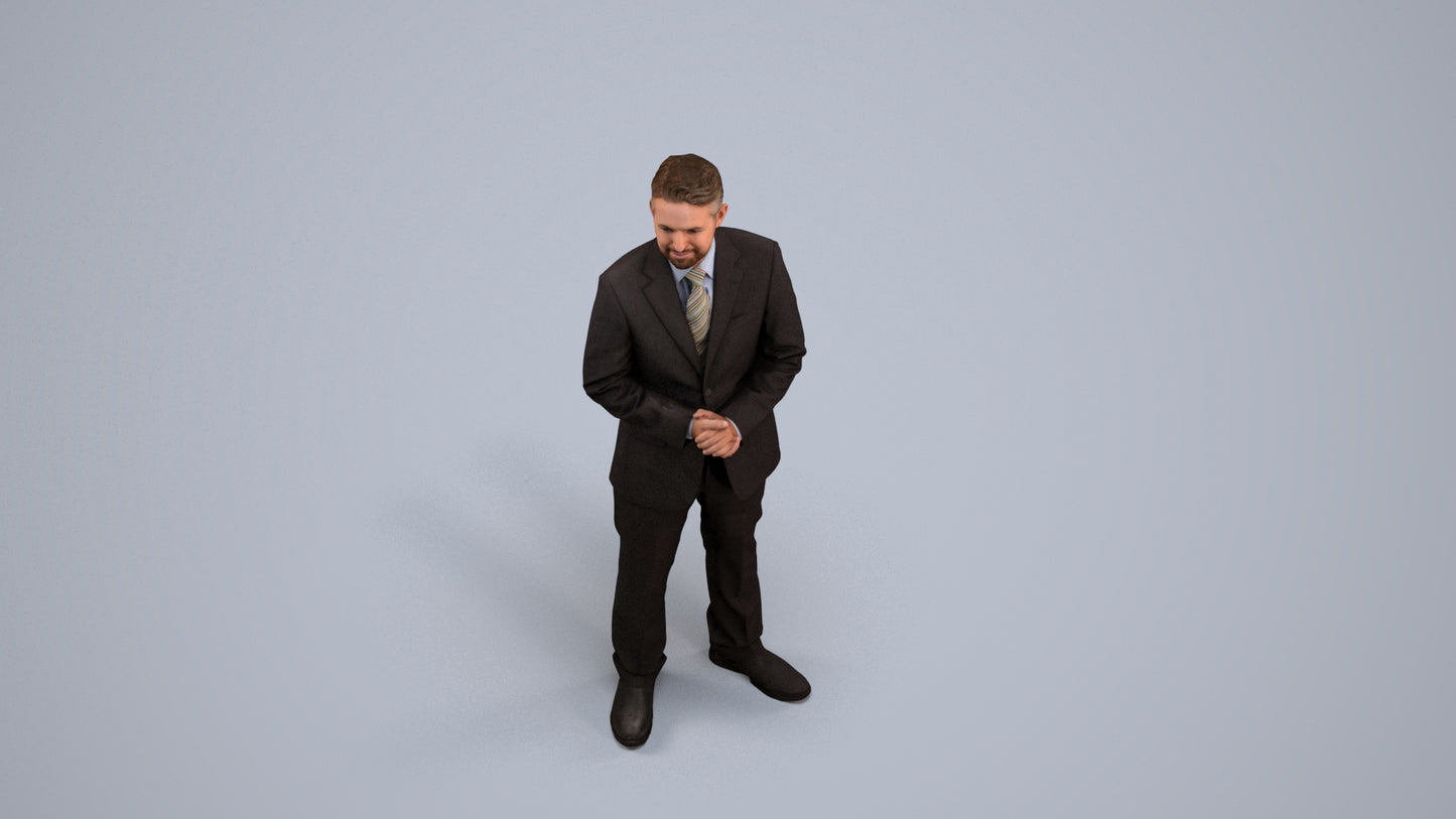 scanned 3D man business, photogrammetry people for Enscape and V-Ray, back view render