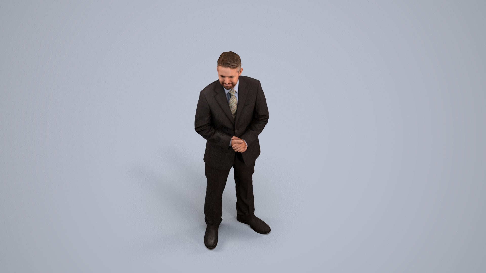 scanned 3D man business, photogrammetry people for Enscape and V-Ray, back view render