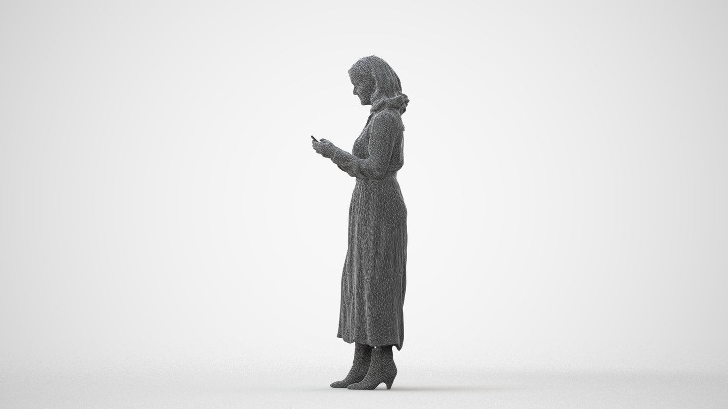 realistic 3D woman casual standing, scanned archviz people for Blender and 3ds Max, square thumbnail