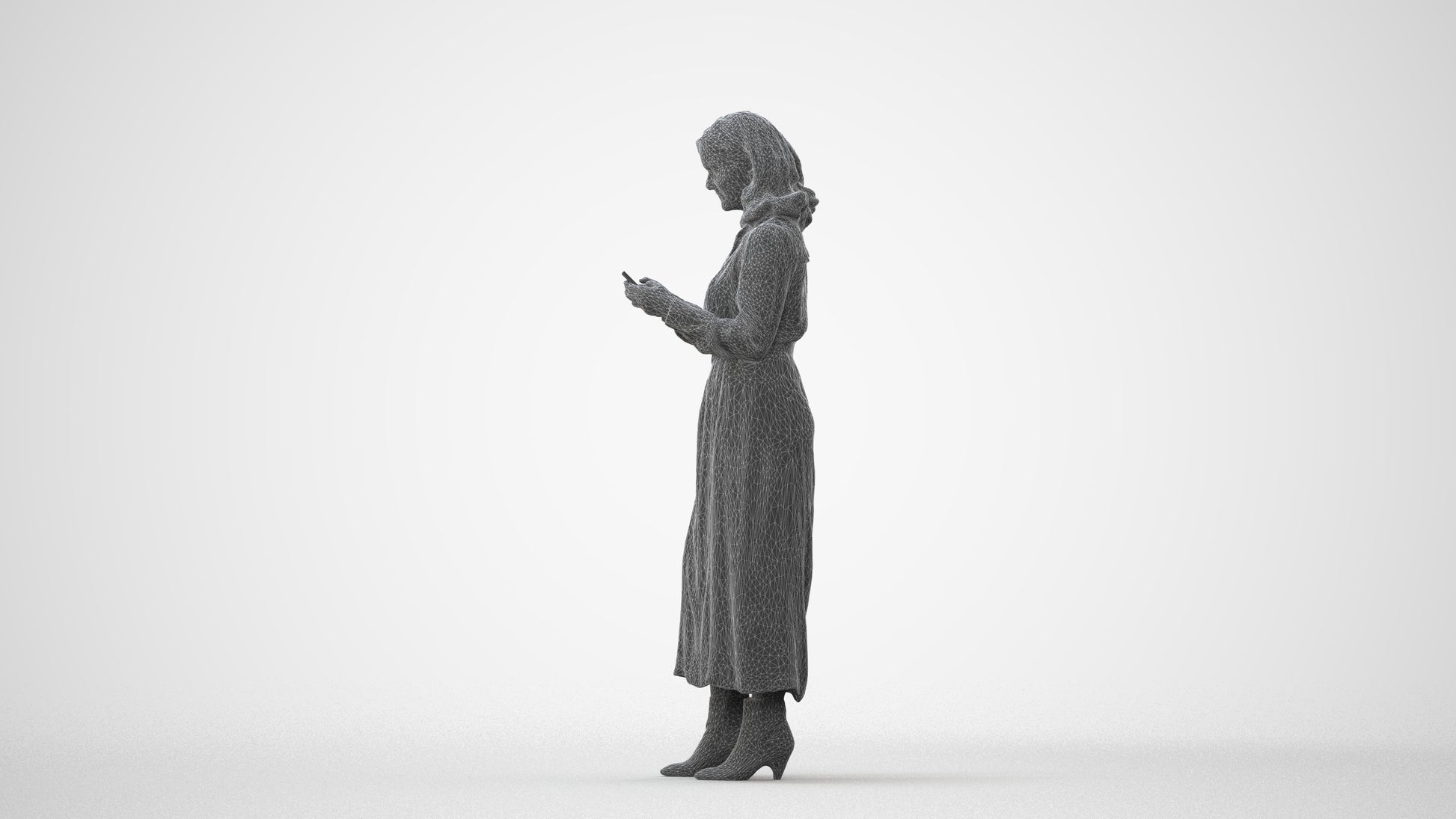 realistic 3D woman casual standing, scanned archviz people for Blender and 3ds Max, square thumbnail