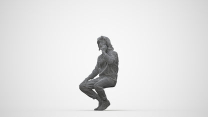 realistic 3D man casual sitting, scanned archviz people for Blender and 3ds Max, wireframe back view