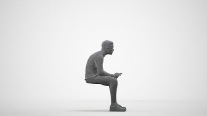 3D human model boy casual kids, photogrammetry scanned person for archviz, wireframe side view