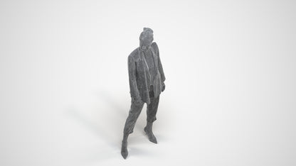 realistic 3D people woman business standing, render-ready for V-Ray and Corona, FBX OBJ, wireframe three-quarter view