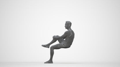 realistic 3D people man casual sitting, render-ready for V-Ray and Corona, FBX OBJ, wireframe back view