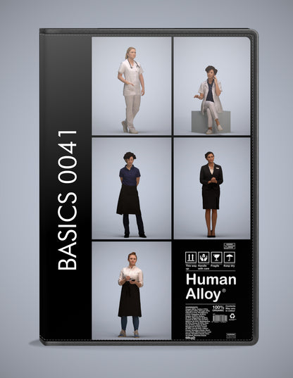 realistic 3D humans standing pack, 5 archviz people FBX OBJ for Blender