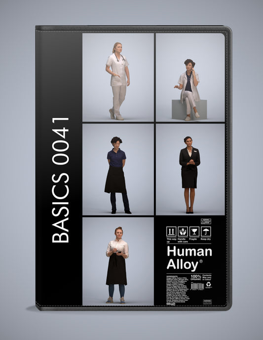 realistic 3D humans standing pack, 5 archviz people FBX OBJ for Blender