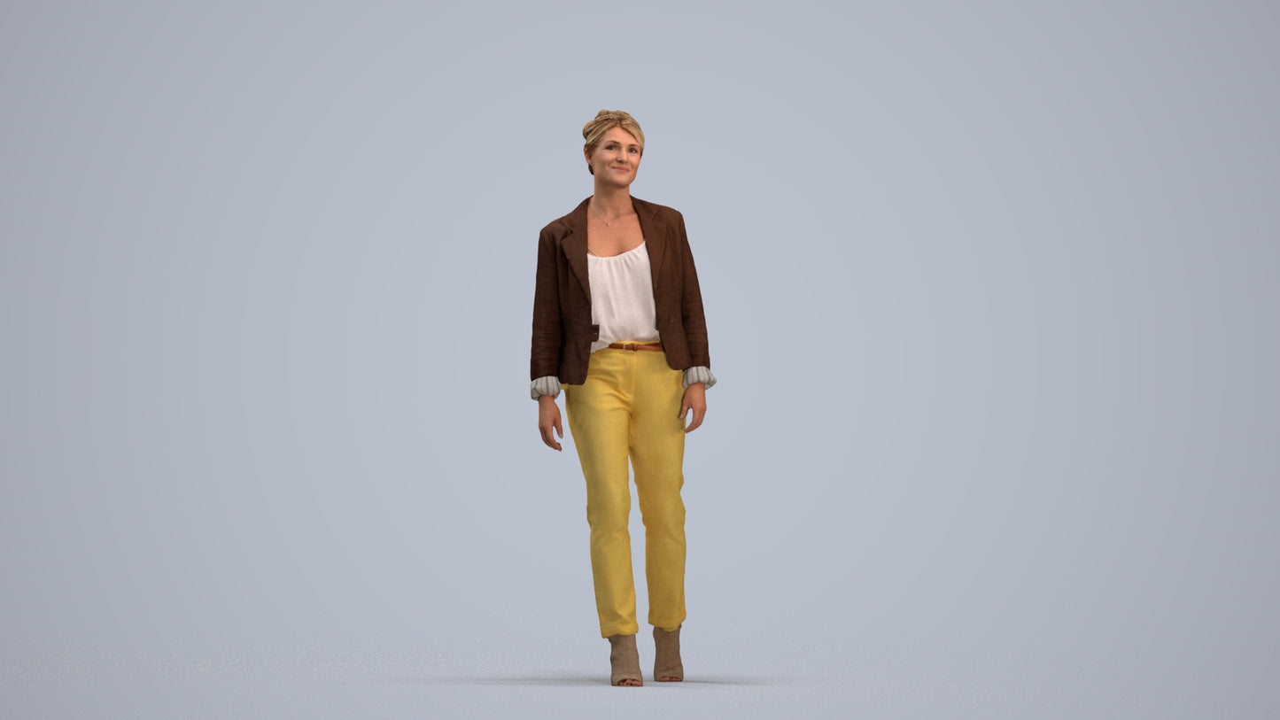 scanned 3D woman business walking, photogrammetry people for Enscape and V-Ray, standing pose render