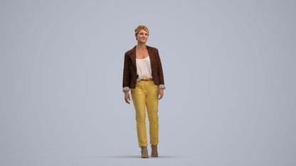 scanned 3D woman business walking, photogrammetry people for Enscape and V-Ray, standing pose render