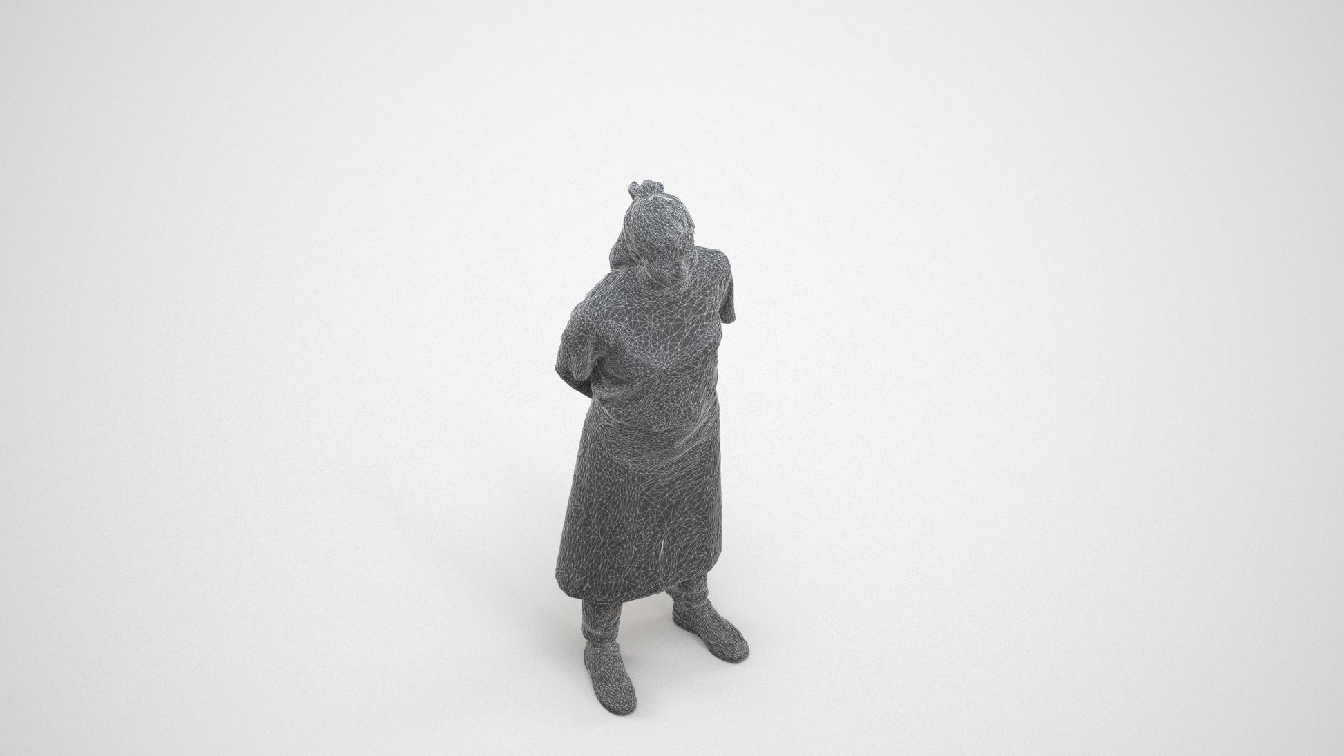 realistic 3D people woman hospitality, render-ready for V-Ray and Corona, FBX OBJ, wireframe three-quarter view