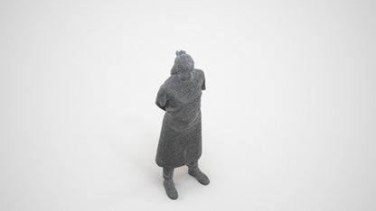 realistic 3D people woman hospitality, render-ready for V-Ray and Corona, FBX OBJ, wireframe three-quarter view