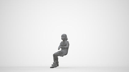 realistic 3D human girl casual kids, archviz people FBX OBJ for Blender, wireframe back view