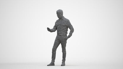 3D scanned man standing business, photorealistic archviz people for Enscape and SketchUp, three-quarter front view render