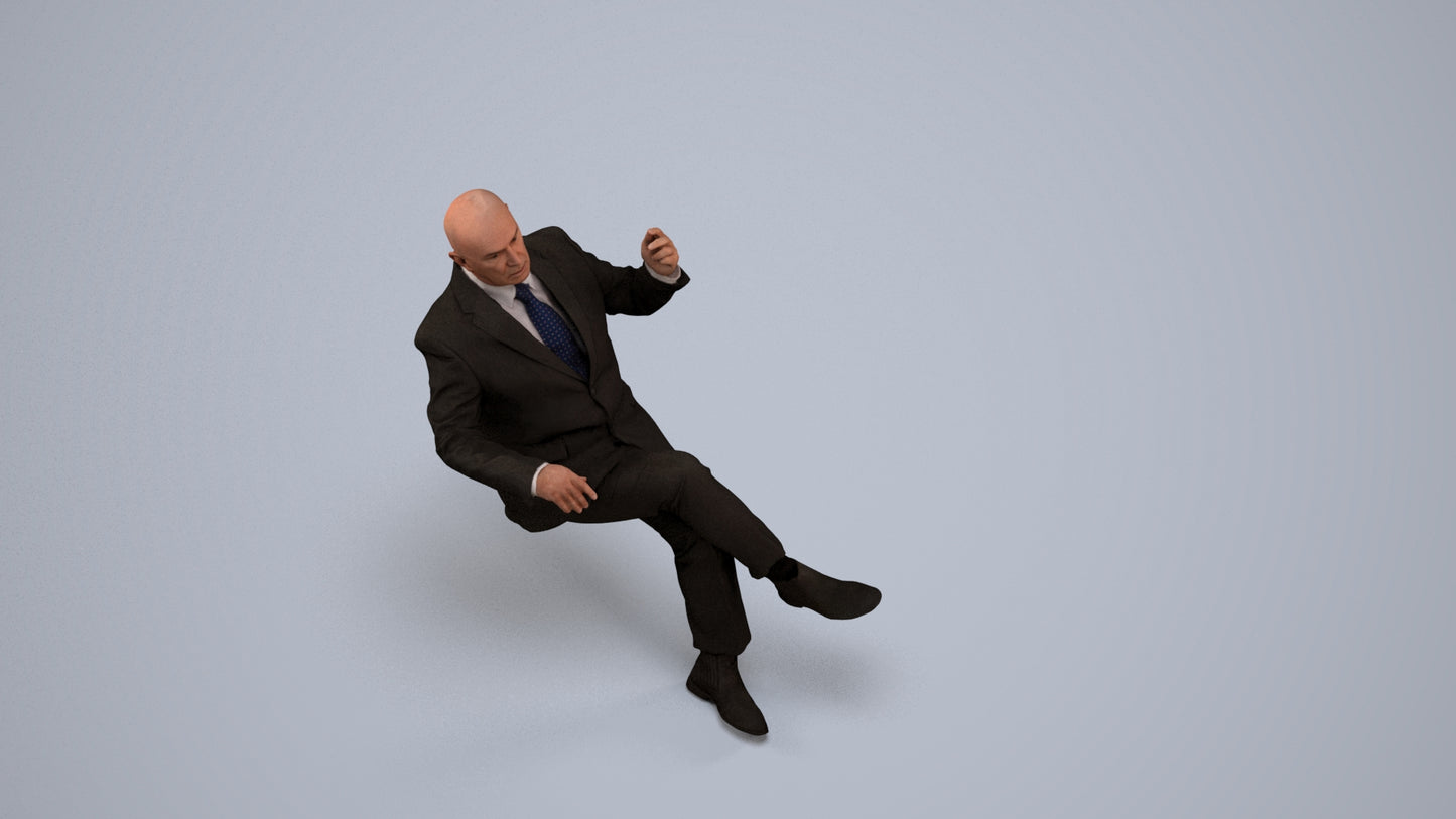 realistic 3D people senior man business, render-ready for V-Ray and Corona, FBX OBJ, back view render