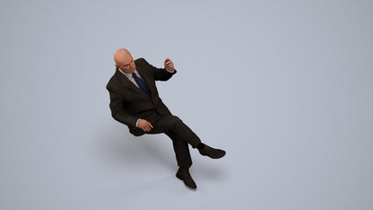 realistic 3D people senior man business, render-ready for V-Ray and Corona, FBX OBJ, back view render