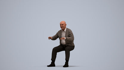 3D scanned senior man business, photorealistic archviz people for Enscape and SketchUp, standing pose render