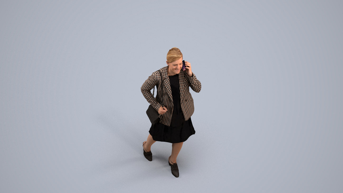 photogrammetry 3D woman business, realistic human model archviz FBX, back view render