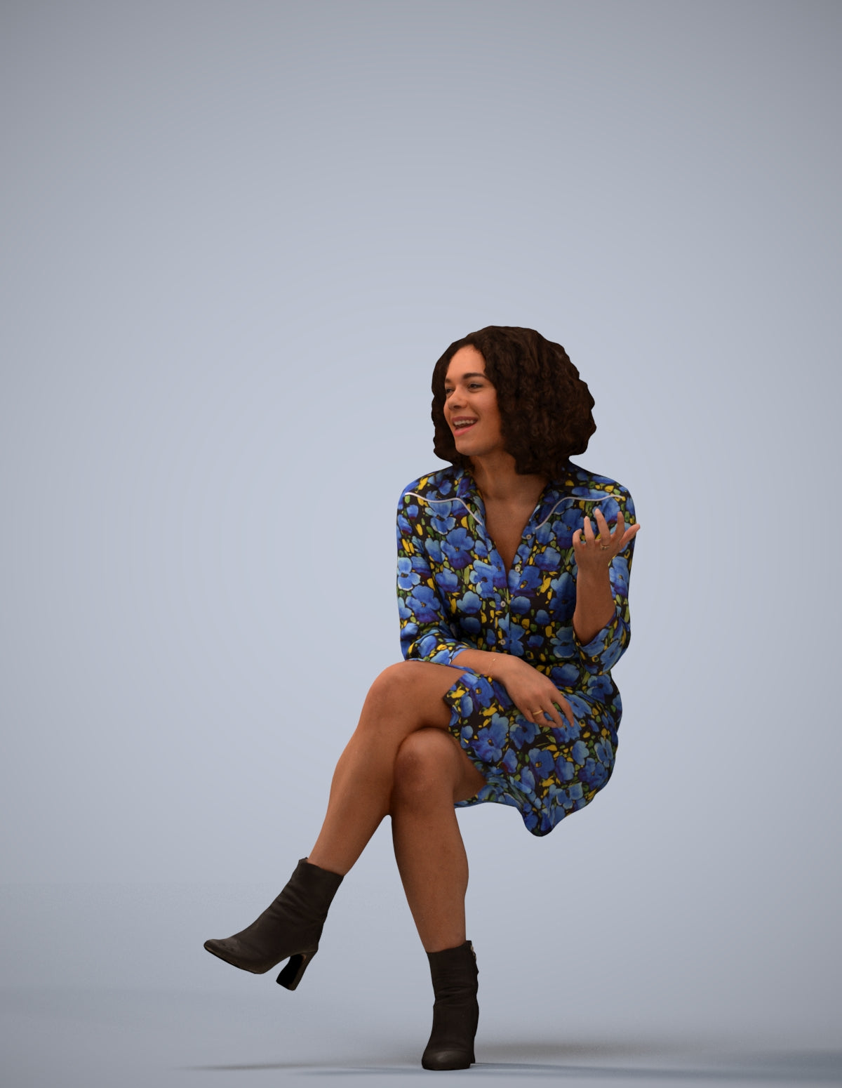 realistic 3D people woman casual sitting, render-ready for V-Ray and Corona, FBX OBJ