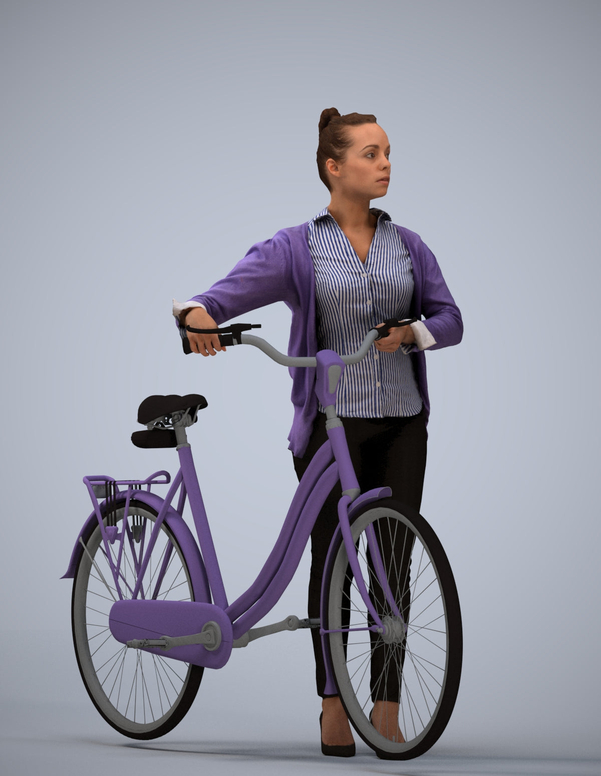 scanned 3D woman business walking, photogrammetry people for Enscape and V-Ray