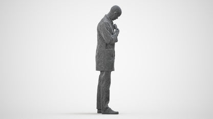 scanned 3D man medical, photogrammetry people for Enscape and V-Ray, wireframe side view