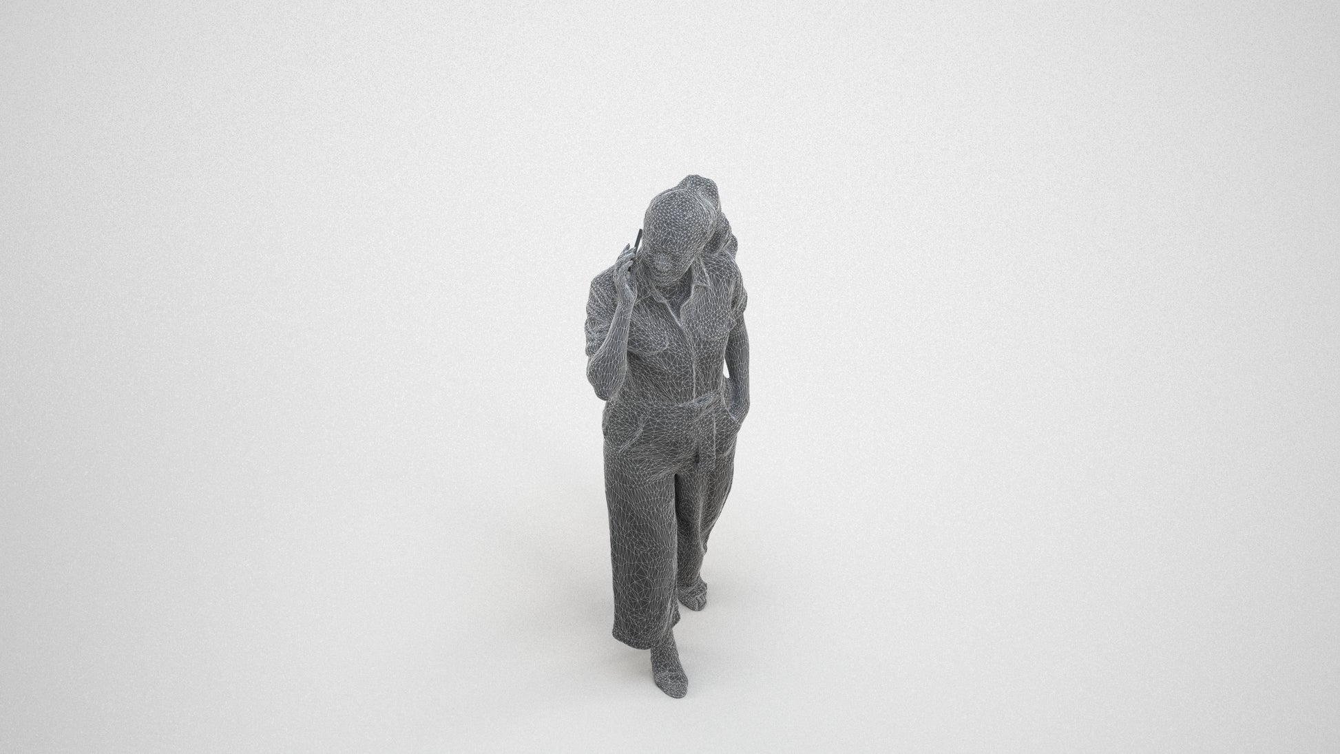 scanned 3D woman formal walking, photogrammetry people for Enscape and V-Ray, wireframe three-quarter view