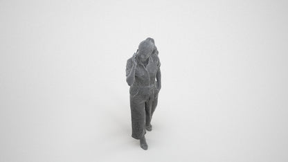 scanned 3D woman formal walking, photogrammetry people for Enscape and V-Ray, wireframe three-quarter view
