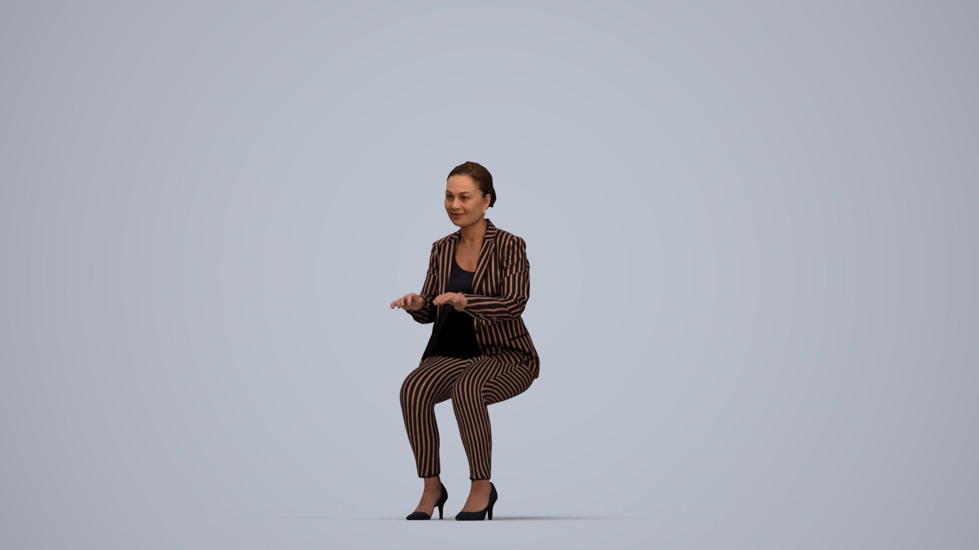 realistic 3D woman business, scanned archviz people for Blender and 3ds Max, top-down view render