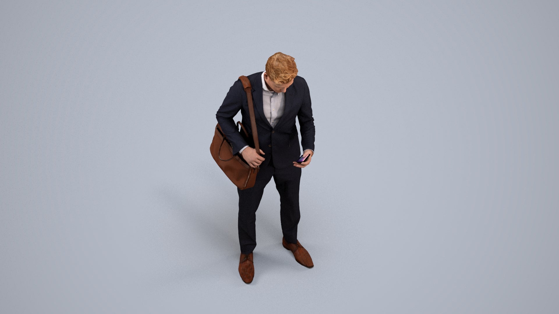 realistic 3D man business, scanned archviz people for Blender and 3ds Max, back view render