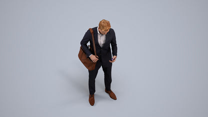 realistic 3D man business, scanned archviz people for Blender and 3ds Max, back view render