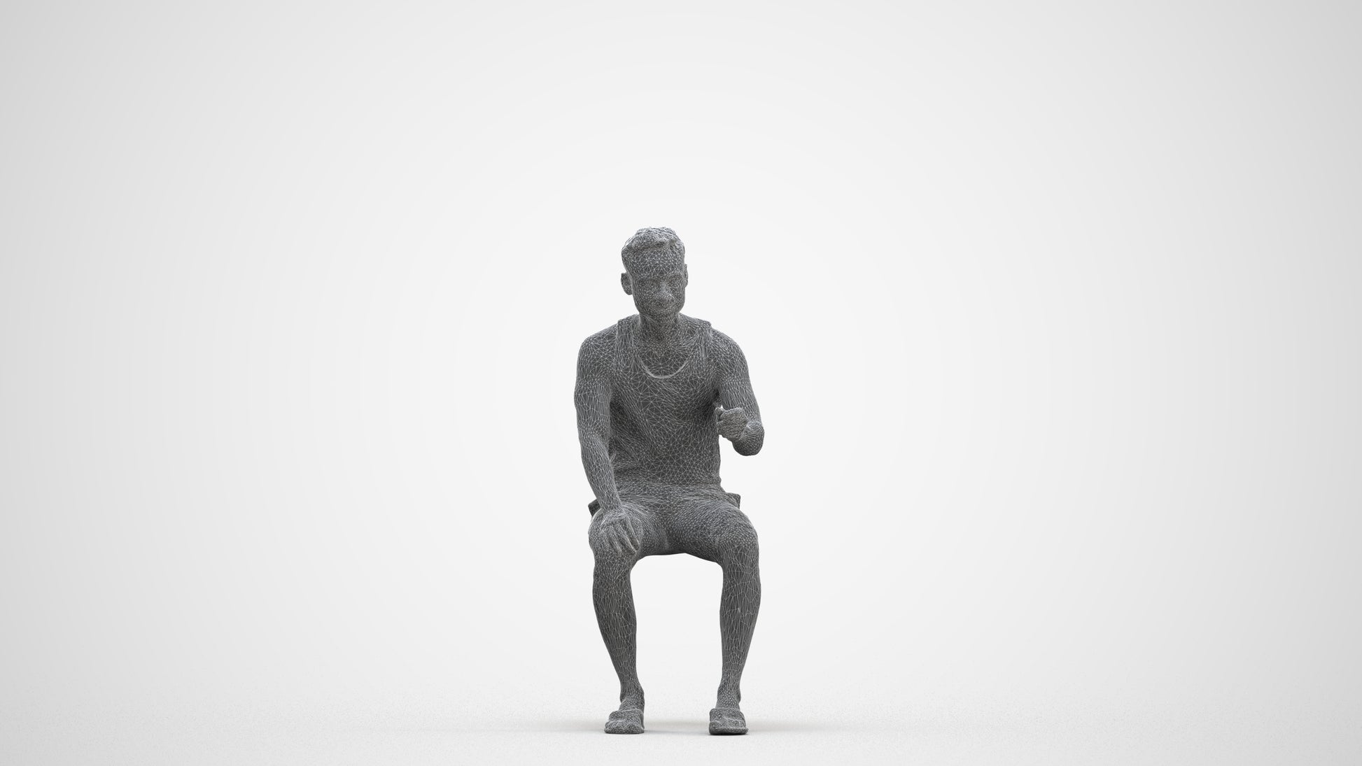 realistic 3D people man casual sitting, render-ready for V-Ray and Corona, FBX OBJ, three-quarter front view render