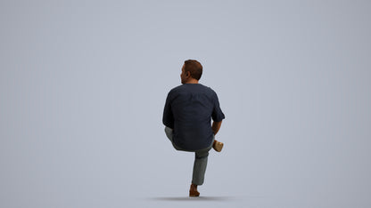 photogrammetry 3D man casual sitting, realistic human model archviz FBX, front view render