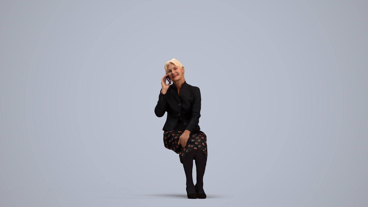 realistic 3D human senior woman business, archviz people FBX OBJ for Blender, standing pose render