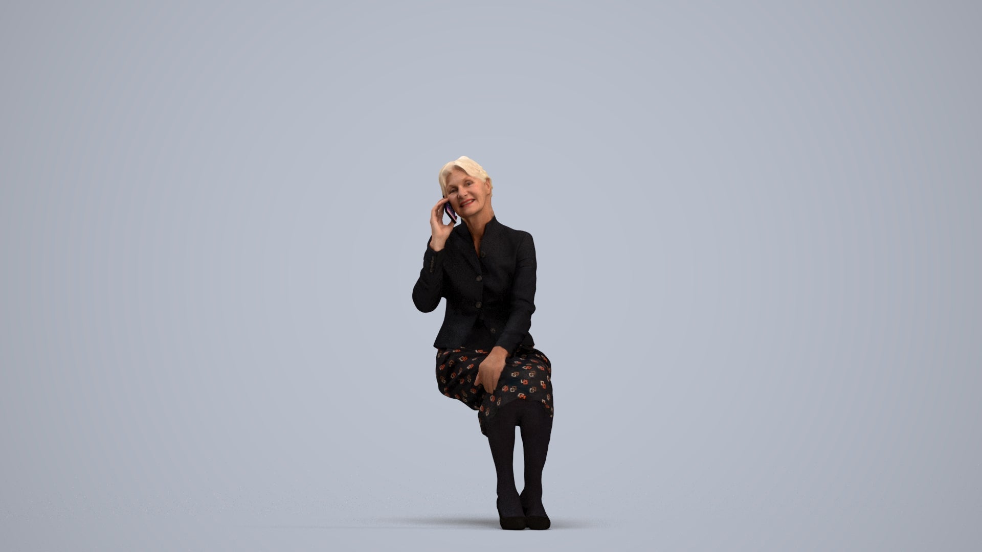 realistic 3D human senior woman business, archviz people FBX OBJ for Blender, standing pose render
