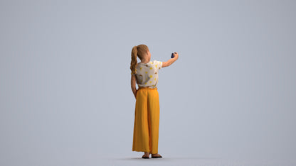 photogrammetry 3D girl casual kids, realistic human model archviz FBX, front view render