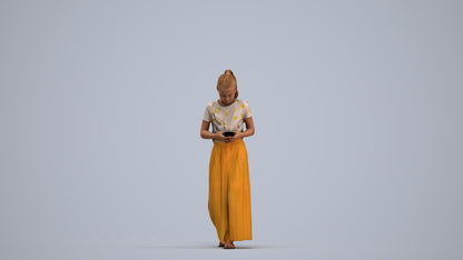 3D human model woman casual kids, photogrammetry scanned person for archviz, standing pose render