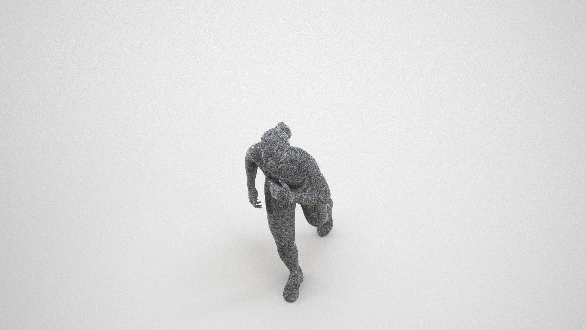 3D people model woman sport, scanned human for 3ds Max rendering, wireframe three-quarter view