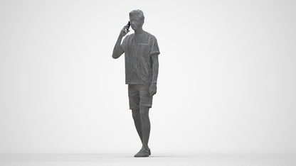 realistic 3D people man casual walking, render-ready for V-Ray and Corona, FBX OBJ, wireframe back view