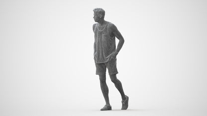 3D human model woman casual walking, photogrammetry scanned person for archviz, square thumbnail